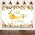 thumbnail image 2 of Little Cutie Baby Shower Backdrop A Little Cutie is On the Way Photography Background Greenery Orange Citrus Baby Shower Party Decorations Banner Photo Studio Props, 2 of 3
