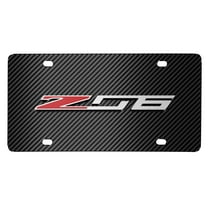 iPick Image for Chevrolet Corvette C7 Z06 3D Logo on Black Carbon Fiber Pattern Stainless Steel License Plate, Official Licensed