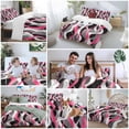 thumbnail image 5 of 3 Piece Pink Stripe Duvet Cover Set California King,Microfiber Comforter/Quilt Cover with Corner Ties and 2 Pillowcases,Gradient Grey Moire Geometric Modern Abstract Soft Bedding with Zipper Closure, 5 of 8