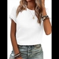 thumbnail image 1 of Blusas de Verano para Mujer, Camisetas de Cuello Redondo y Corta, Camisas de Trabajo Informales con Textura, Blusas Holgadas M, 1 of 7