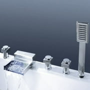 ANZZI Piedra Triple Handle Deck Mounted Roman Tub Faucet with Hand Shower