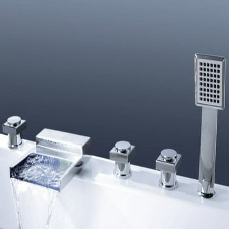 ANZZI Piedra Triple Handle Deck Mounted Roman Tub Faucet with Hand Shower