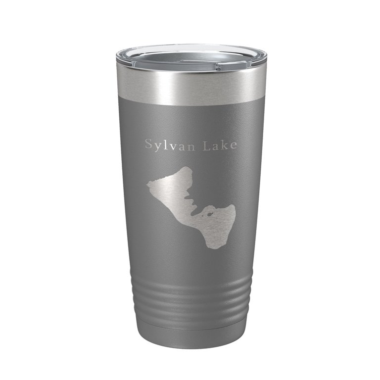 Sylvan Lake Map Tumbler Travel Mug Insulated Laser Engraved Coffee Cup Custer State Park South Dakota 20 oz Dark Gray