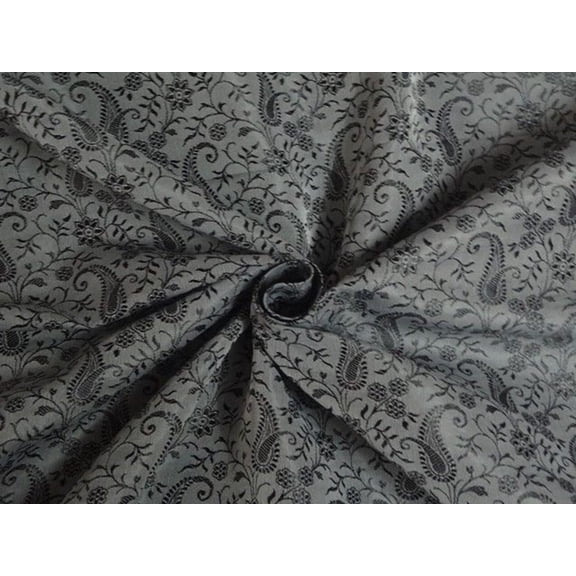 Spun Brocade fabric Black  Grey Color 44" wide BRO331[3]