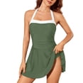 thumbnail image 1 of Maillot de Bain pour Femmes, Robe de Bain à Blocs de Couleur avec Coussinets Intégrés, une-Pièce Décontractée pour Plage et Piscine, 1 of 7