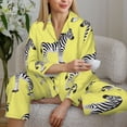 thumbnail image 6 of Pajama Sets for Women 2 Pcs, cute Zebra yellow Button Down Long Sleeve Sleepwear Lounge PJ Sets, 6 of 6