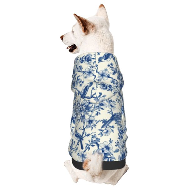 Balery Vintage Floral Birds Sudadera con Capucha para Perros Pequeños – Ropa para Mascotas, Disfraz para Perros y Gatos, Ideal para Fiestas y Cosplay-XX-Large