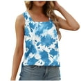 thumbnail image 2 of Summer Tank Tops for Women Square Neck Trendy Floral Printed Sleeveless T Shirts Casual Loose Fit Soft Blouses (2XL, Sky Blue), 2 of 6
