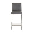 thumbnail image 2 of Marc 30" Vintage Gray Faux Leather and Brushed Stainless Steel Bar Stool, 2 of 9