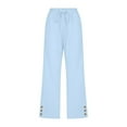 thumbnail image 2 of Baqcunre Women's Solid Color Button-Up Capri Pants,Color Blue,Size S-3XL, 2 of 4