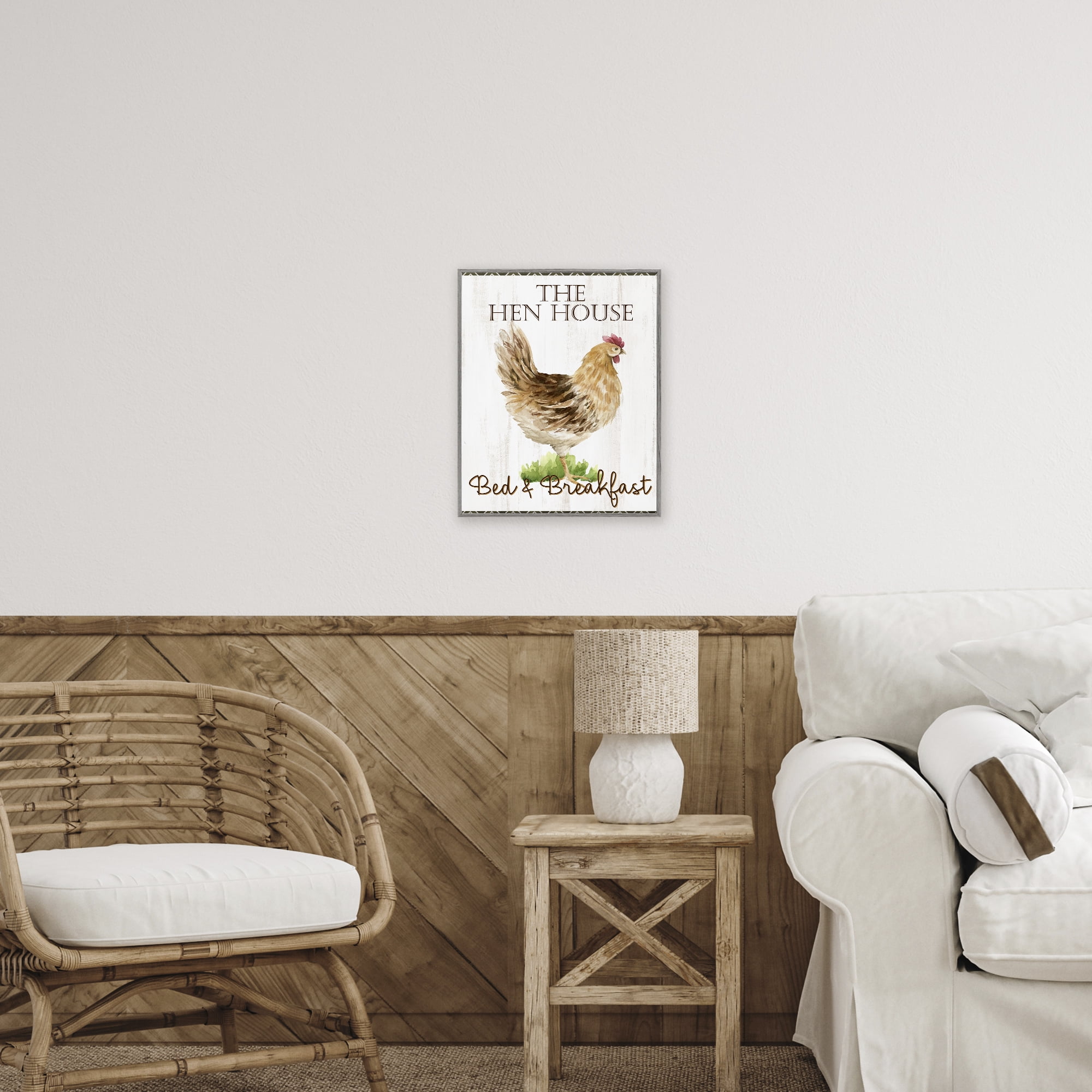 Stupell Industries Hen House Bed and Breakfast Gray Framed Giclee Art, design by Anne Bailey