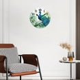 thumbnail image 2 of 12 Inch Wall Clock Battery Operated Silent Clock Decorative for Office, Kitchen, Outdoor, Living Room，Drawing Peacock Watercolor Cute Pattern, 2 of 4