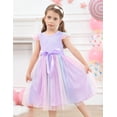 thumbnail image 4 of Lanbubble Toddler Baby Girls Rainbow Tutu Dresses Tulle Dress Party Princess Sequins Sundress Ruffle Sleeveless Light Purple 2-3Years, 4 of 10
