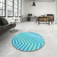 thumbnail image 4 of Ahgly Tapis d'Intérieur Lavable en Machine Carré Transitionnel Turquoise Bleu Vif, 5 Pieds Carré, 4 of 7