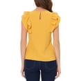 thumbnail image 3 of INSPIRE CHIC Women's Casual Summer Round Neck Cap Sleeve Blouse L Yellow, 3 of 5