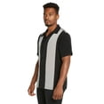 thumbnail image 3 of 9 Crowns Men's Retro Bowling Bahama Camp Button-Down Shirt (Black/Ltgrey, Medium), 3 of 4