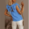 thumbnail image 5 of Women's Tanks Casual Racerback O-Neck Ruffle Sleeveless Tops for Summer Loose Blouse Tank Women’s Wardrobe Blue L, 5 of 6