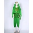 thumbnail image 3 of LiiYii Women's Belly Dance Outfit Set India Dancer Fancy Dress Up 4 Piece Harem Pants Suit Green One Size, 3 of 6