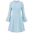 thumbnail image 3 of YUANxueke Long Bell Sleeve Ribbed Knit Dress for Girls Casual Crewneck Fashion Fall Winter Outdoor Dress for 5-15 Years, 3 of 8
