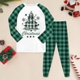thumbnail image 2 of Quealent Girls Christmas Pajamas Holiday Pjs for Kids Santa Long Sleeve Sleepwear Dark Green for Size 3-4 Years, 2 of 7