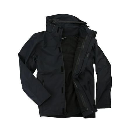 Men's Ripstop 3-In-1 Cold Defender Waterproof Winter Ski Coat (Black,