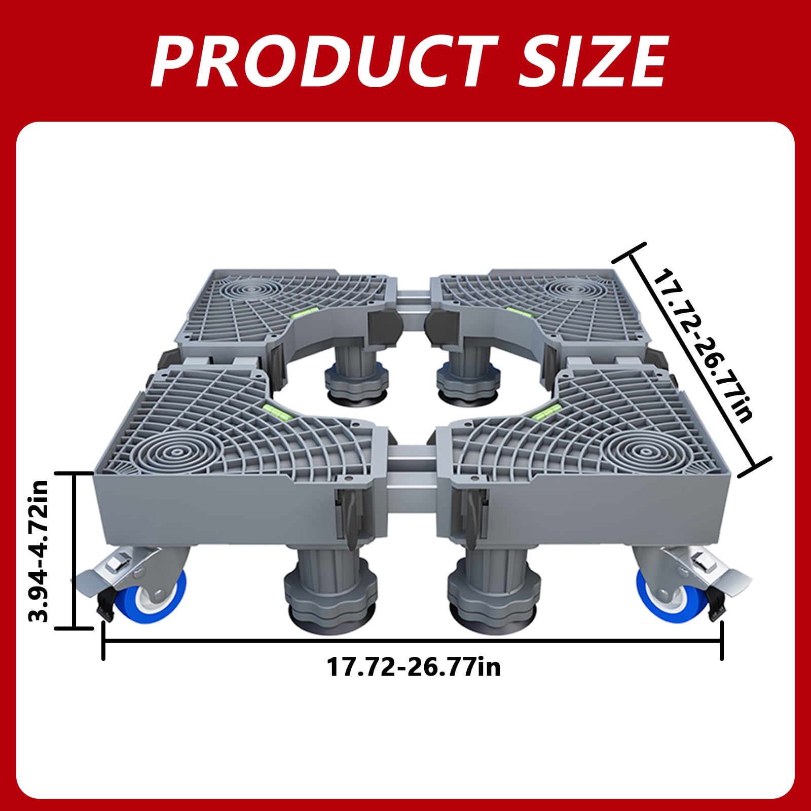 Aniceparthy Mini Fridge Stand Adjustable Refrigerator Stand the universal washing machine bracket has universal wheels Mobile Base Stand Enhanced dual tube 4-pin 4-pin single wheel mobile model