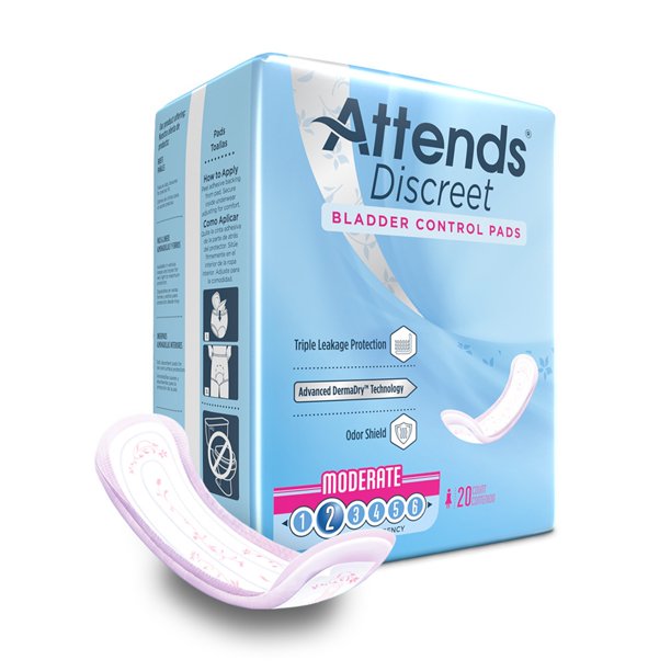 Attends Discreet Female Incontinent Pad Moderate 10.5" L ADPMOD