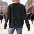 thumbnail image 6 of ClodeEU Women's Fleece Sweatshirts,Casual Fasjions Long Sleeve Crewneck Loose Fit Pullover with Pockets Dark Gray,Womens Plus M, 6 of 8