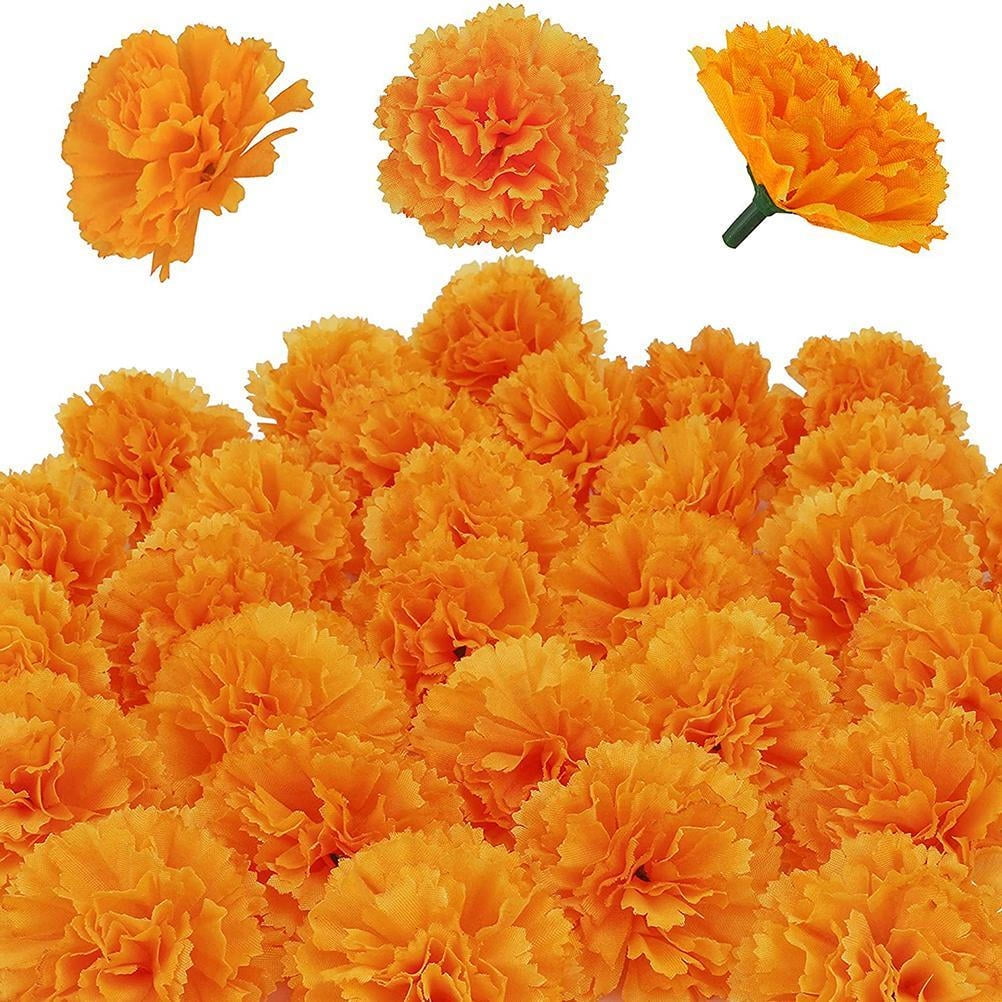 Indian Orange Marigold Garland Artificial Flowers Wedding home Decoration Strand 