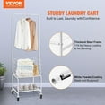thumbnail image 3 of Efoee 3 Tier Rolling Laundry Cart Laundry Butler with 4 Wheels Basket Storage Cart Hanging Rack Clothes Rack Bathroom,White, 3 of 9