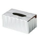 thumbnail image 1 of Caja de pañuelos creativa con decoración rectangular y geométrica para servilletas de papel Plata, 1 of 9