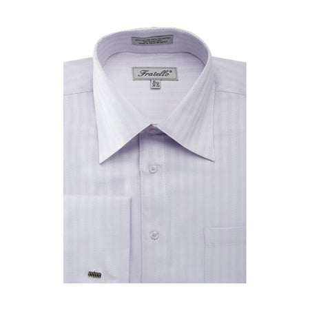 White Laydown Tuxedo Shirt - Men's Herringbone French Cuff Shirt