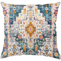 Boho Pillow Cover 18x18 Vintage Throw Pillow Covers Bohemian Antique Ethnic Decorative Pillow Cases Home Decor Square Linen Pillowcase, Green Geometry