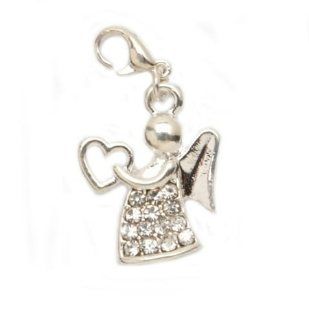 Angel Clasp Charm - Lobster Clasp Charm - Silver Angel - .625 X .8125 Inches