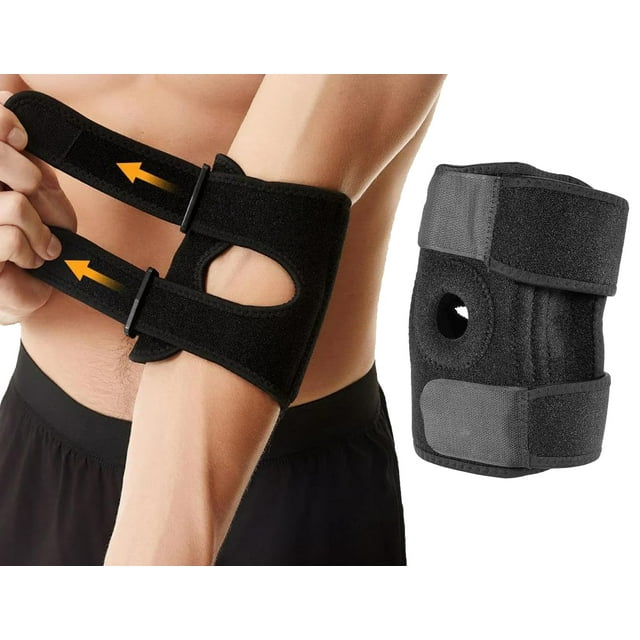 Elbow Brace for Tennis & Golfers Elbow - Compression Support with EVA Padding, Adjustable Straps, Pain Relief for Tendonitis, Arthritis, Post-Surgery Recovery - Unisex, Fits 6.7”-15” Arms