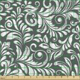thumbnail image 2 of Ambesonne Floral Fabric by the Yard Upholstery, Swirly Curved Leaves Spring, 10 Yards, Dark Grey and Off White, 2 of 5
