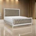 thumbnail image 6 of Juhi Queen Size Bed- Button Tufted Gray Faux Leather- Crystals Trim- Wood, 6 of 6