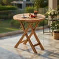thumbnail image 5 of Demi Bonn 27" Teak Wood Patio Table with Slatted Tabletop and Sturdy X-Shaped Frame, Modern Outdoor Dining Table, Perfect for Small Space, Brown, 5 of 9