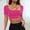 Hot Pink, variant on ZZwxWA Short Sleeve Square Neck Crop Top for Women Soft Workout Shirt Going Out Tops Sexy Slim Fitted Casual Base Layer
