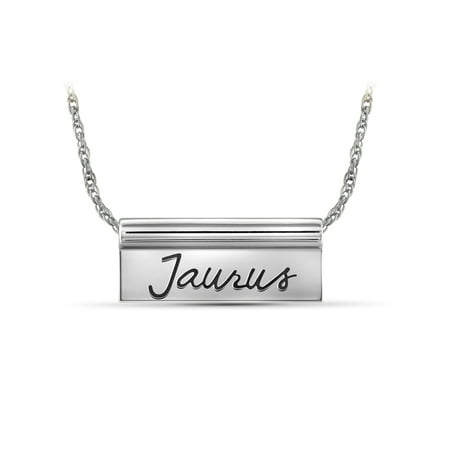 - What's Your Sign? Sterling Silver Taurus Engraved Zodiac Nameplate Necklace