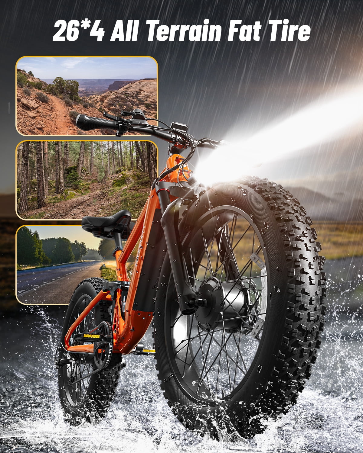 PUCKIPUPPY Electric Bikes for Adults Dual Motor E Bike 28 mph 1600W Peak 80Miles Range 26" Fat Tire Ebike 48V 20AH Battery E-Bike Full Suspension E-Mountain Bikes 8 Speed, Comply with UL2849 by SGS