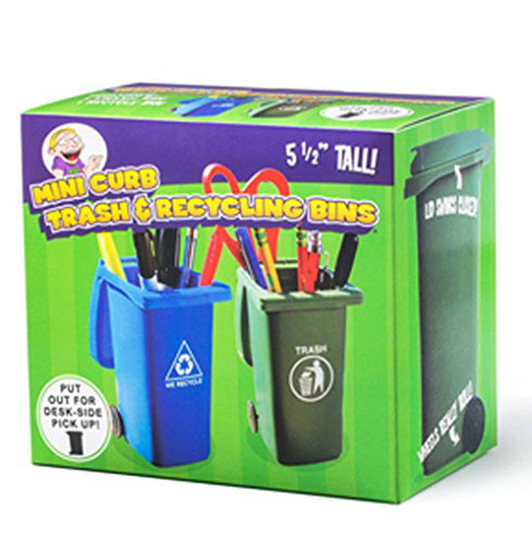 Mini Curbside Trash and Recycle Can Set BigMouth Inc Includes Two 5-inch Ta