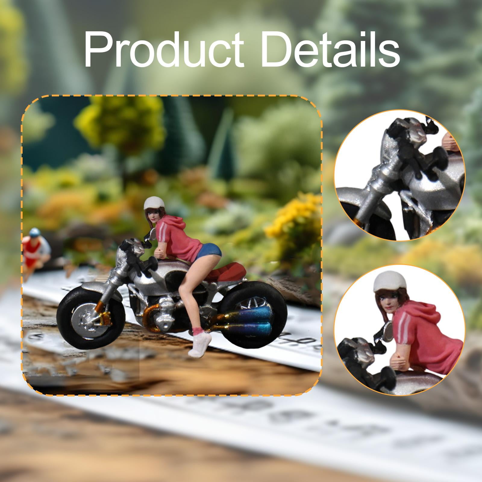 1 Piece Miniature Figure Motorcycle Rider Resin Painted Ornament for Women DIY Model Diorama