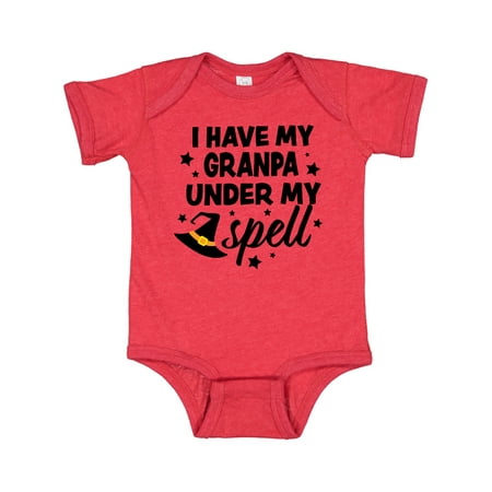 

Inktastic I Have My Granpa Under My Spell with Cute Witch Hat Gift Baby Boy or Baby Girl Bodysuit