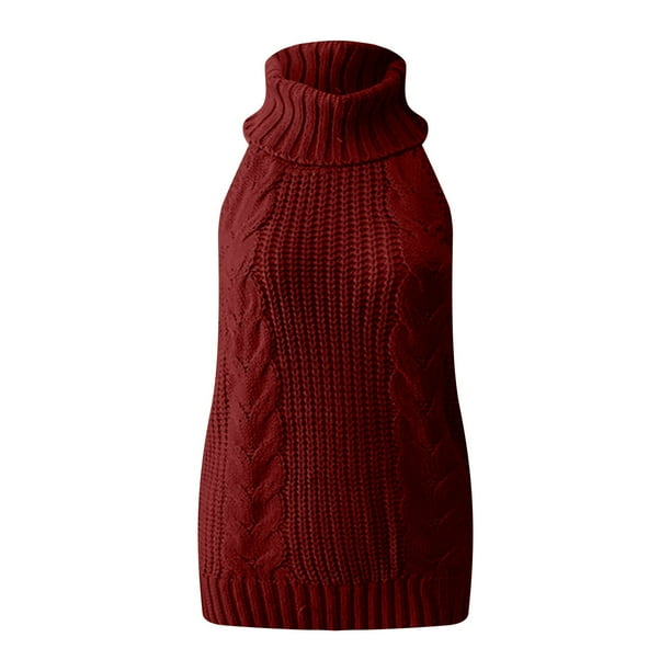 KIHOUT Sleeveless Sweaters Dress for Women Backless Turtleneck Anime Virgin  Killer Sweater One-Piece Bikini Package Hip Knit Tank Top Vest Ladies Warm  Nightdress on (Wine,S-2XL) - Walmart.ca