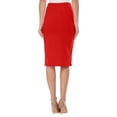 thumbnail image 3 of Women's Elastic High Waist Stretch Comfy Office Work Wear Solid Midi Skirt S-3XL, 3 of 6