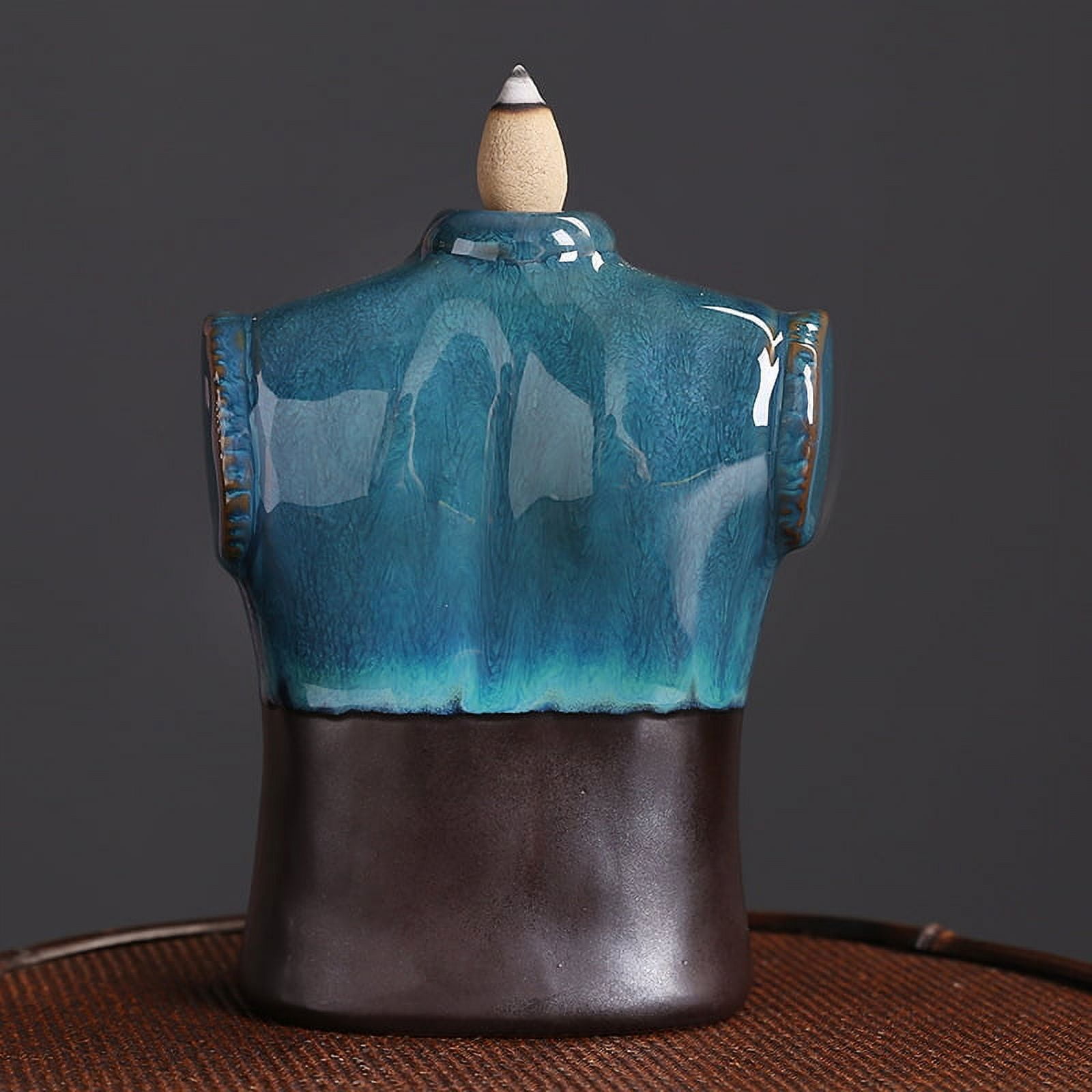 Creative European Skull Backflow Incense Burner Ceramic LED Light Backflow Aromatherapy Furnace Holder for Living Room Teahouse Decoration