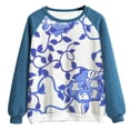 thumbnail image 3 of Yuyuzo Chandails en Molleton à Manches Longues Raglan Col Rond pour Femmes Doux Confortables Vintage Graphiques Décontractés Tunique Chandail Bleu A1, 3 of 3