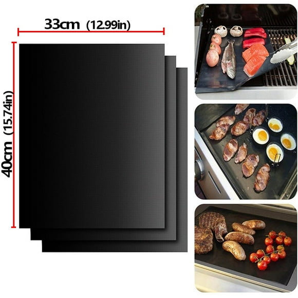 Non Stick BBQ Grill Liners Oven Grill Heat Resistant Grill Mat Outdoor Baking Reusable Barbecue Party Mat 40x33cm Plate Liner