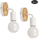 thumbnail image 5 of 2 Packs E27 Modern Wooden Modern Wrought Iron Wall Lamp (Without Bulb), 5 of 5